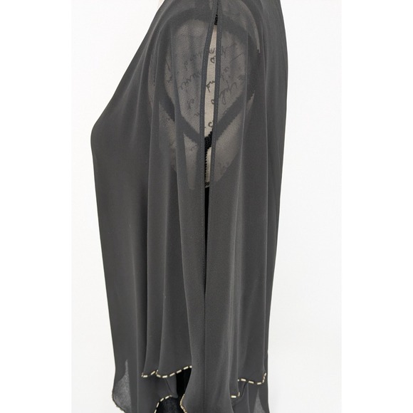 WHIMSY GOTH Black Velour Sheath Dress‎ SIZE 6 Grunge Fairy Sheer Capelet - Picture 10 of 14